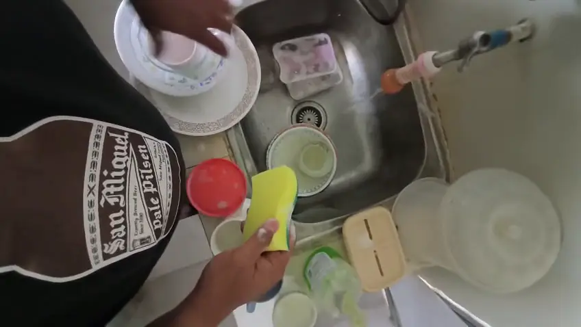 Kitchen task: arranging the dish rack, egocentric sample